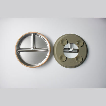 Stainless Steel Divided Plate With Silicone Suction Base