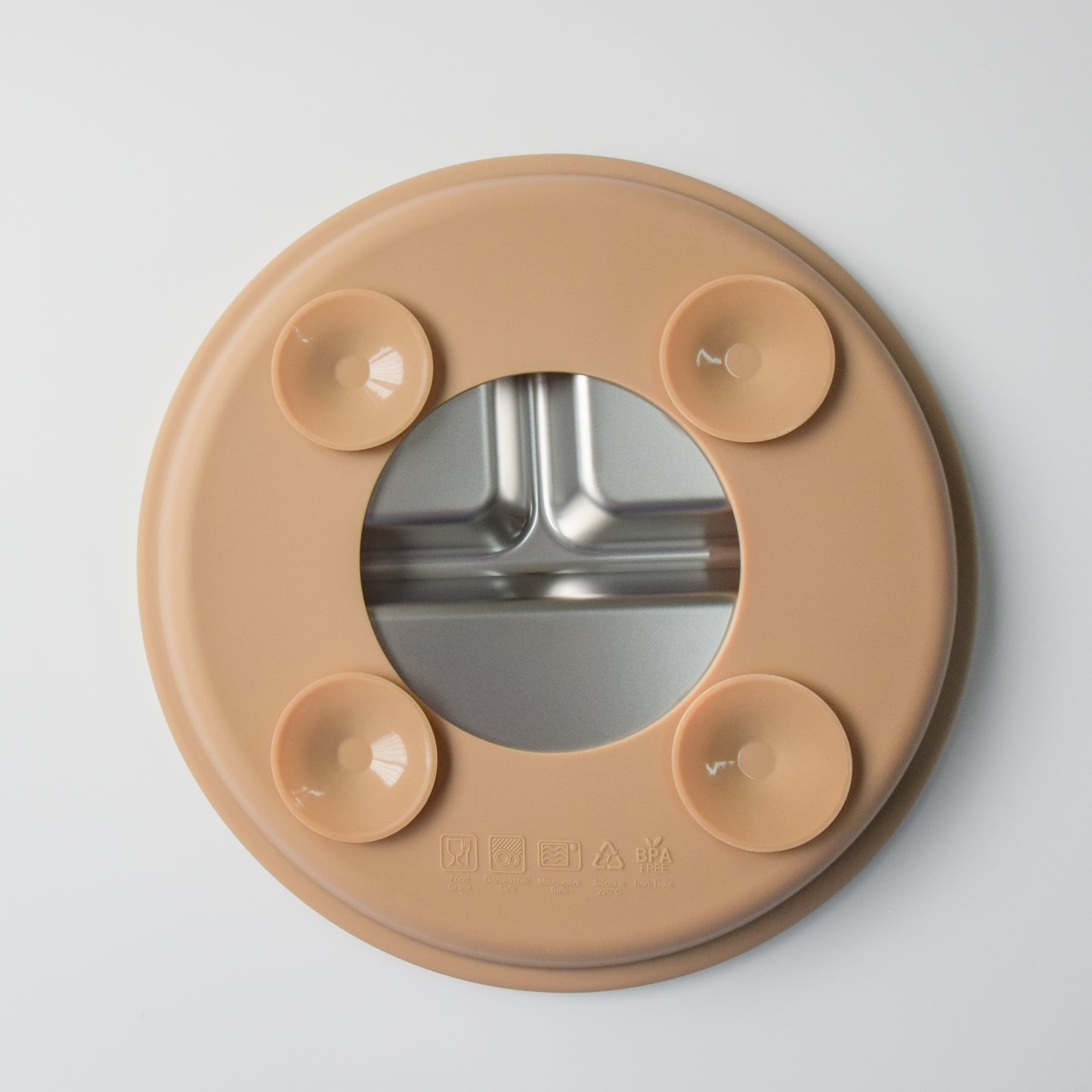 Stainless Steel Divided Plate With Silicone Suction Base