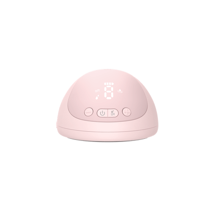 Top view of the wearable breast pump, buttons on a handsfree breast pump - light up screen with buttons