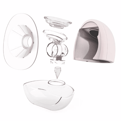 The five parts of the Elevate wearable breast pump making it so easy to wash, clean and assemble